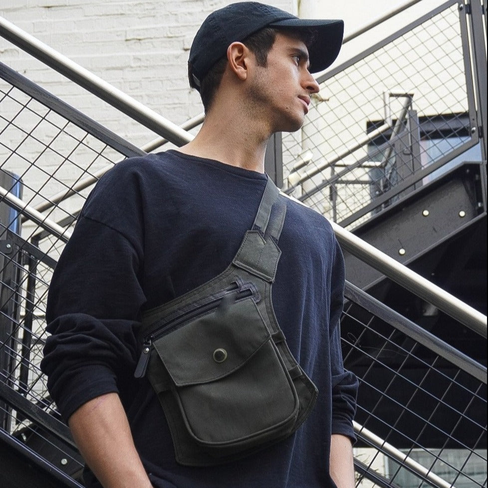 Donald Recycled Canvas Vegan Crossbody Bag-1