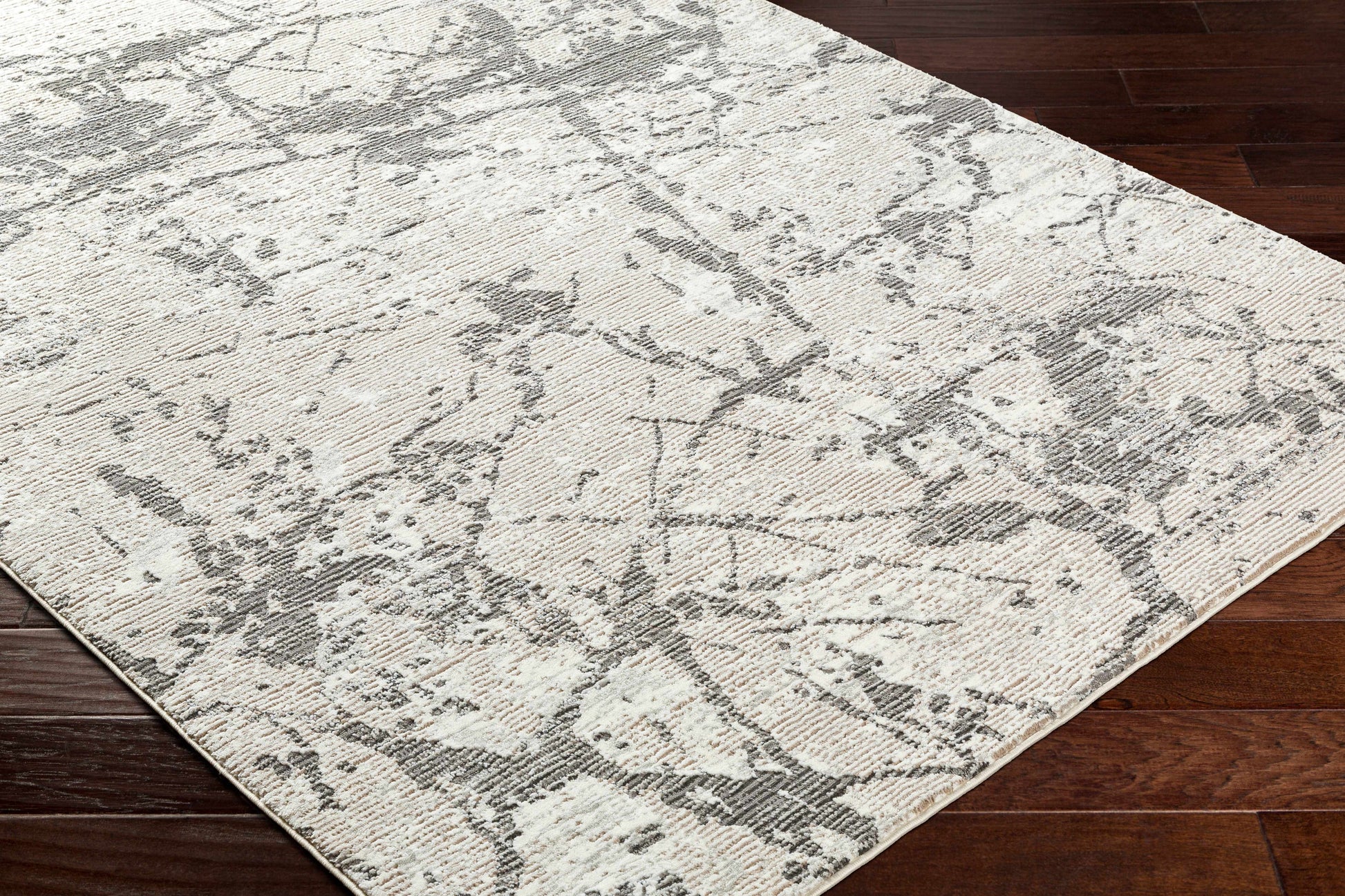 Ianto Gray Marble Washable Area Rug-4