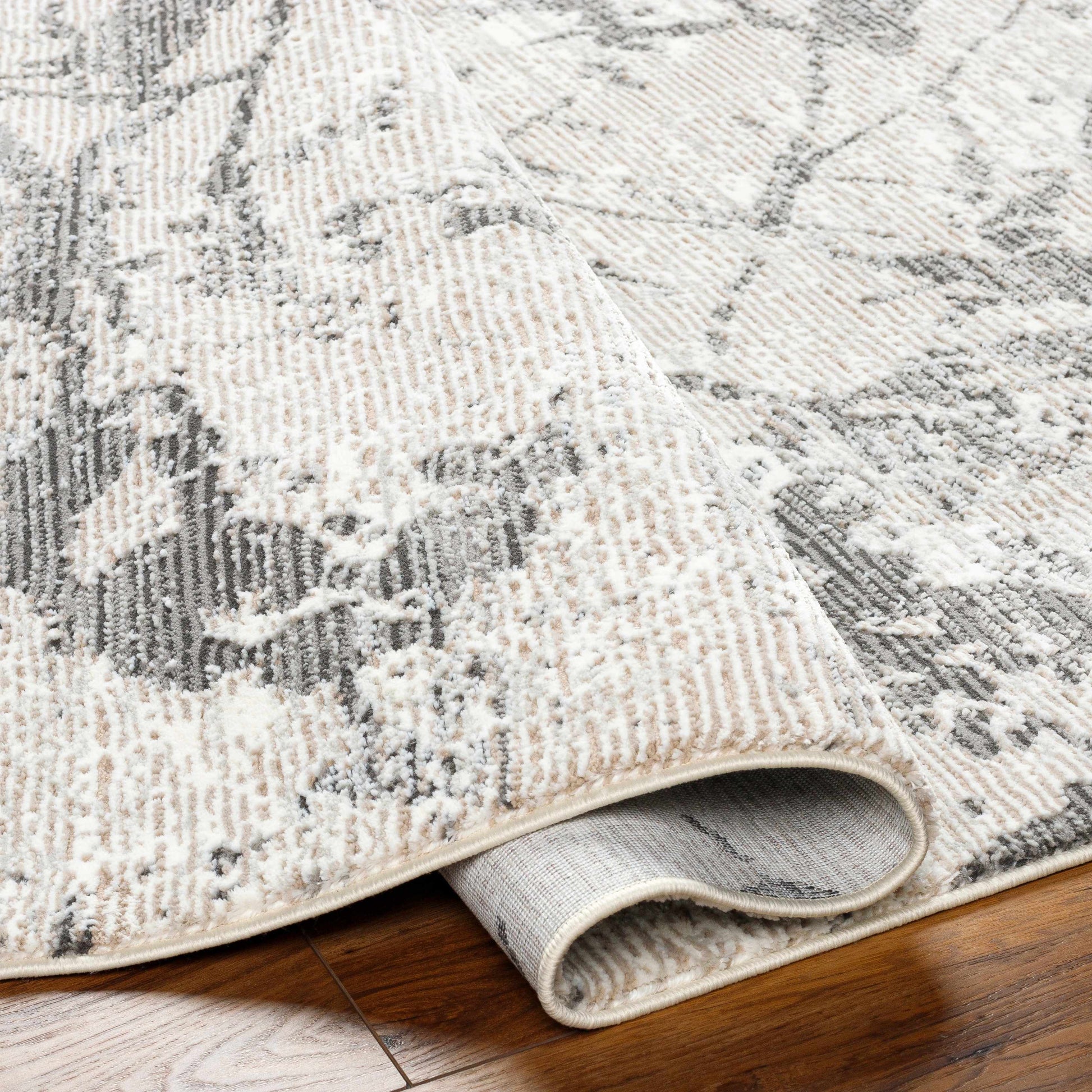 Ianto Gray Marble Washable Area Rug-2