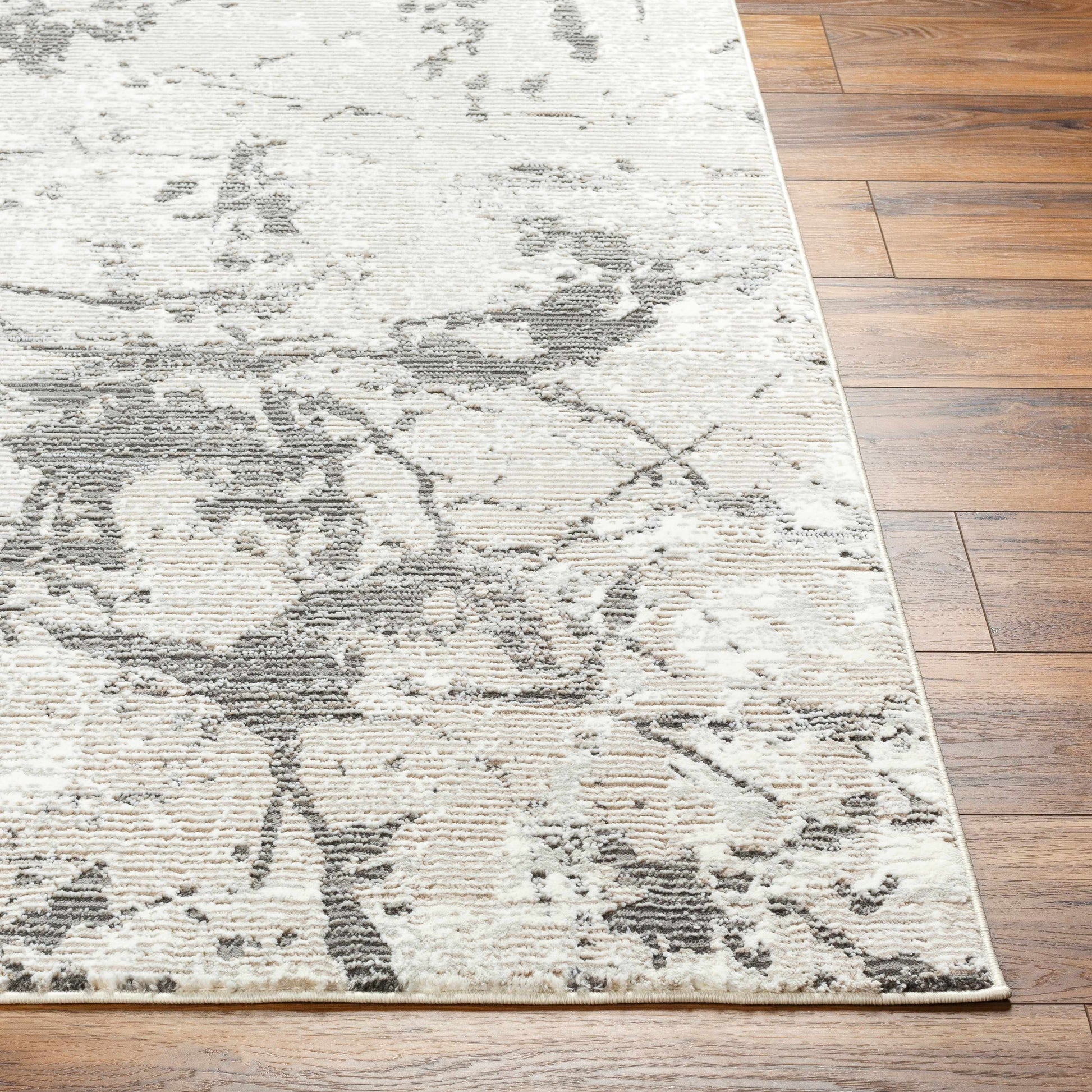 Ianto Gray Marble Washable Area Rug-3