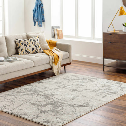 Ianto Gray Marble Washable Area Rug-1