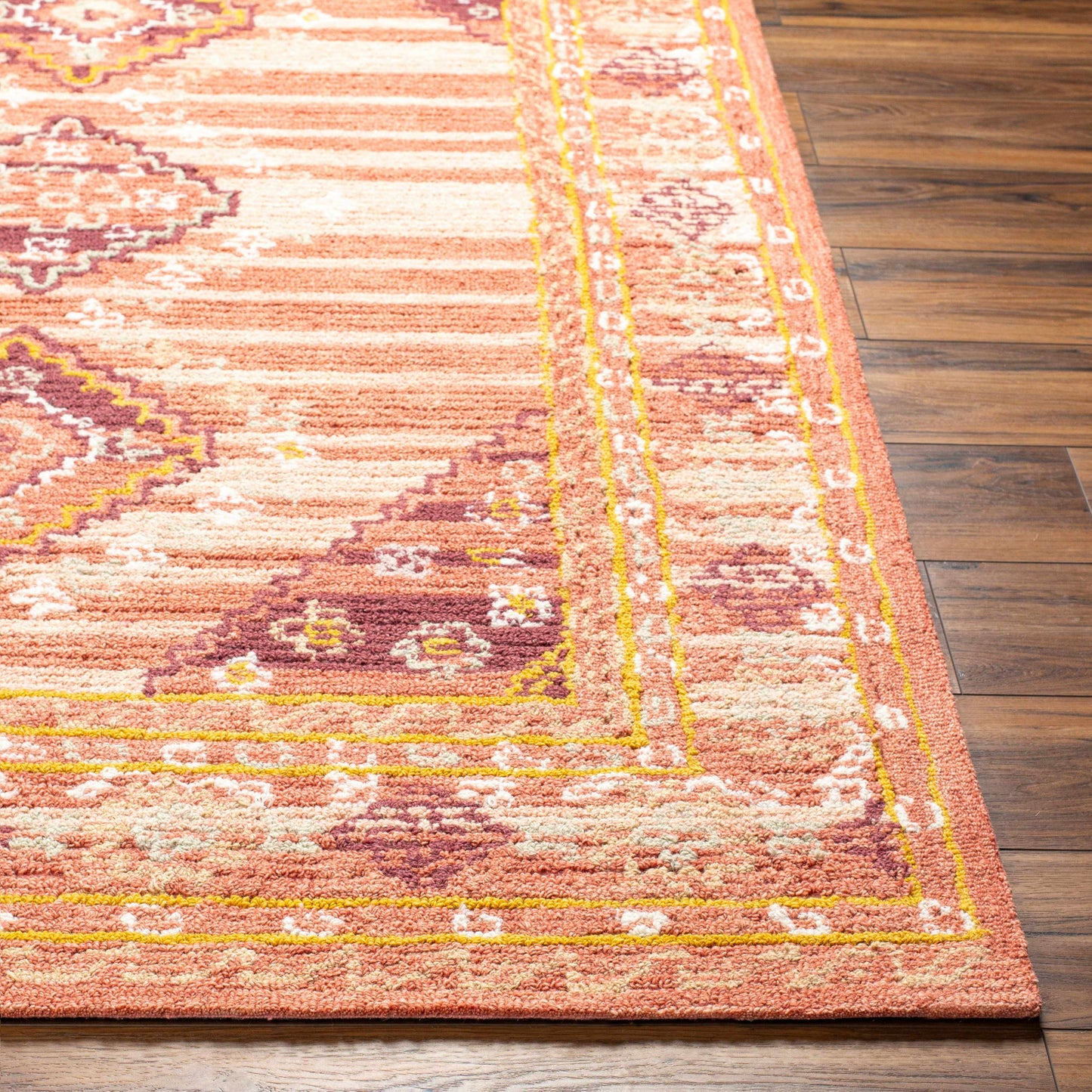 Alena Peach Wool Blend Area Rug - Clearance-2
