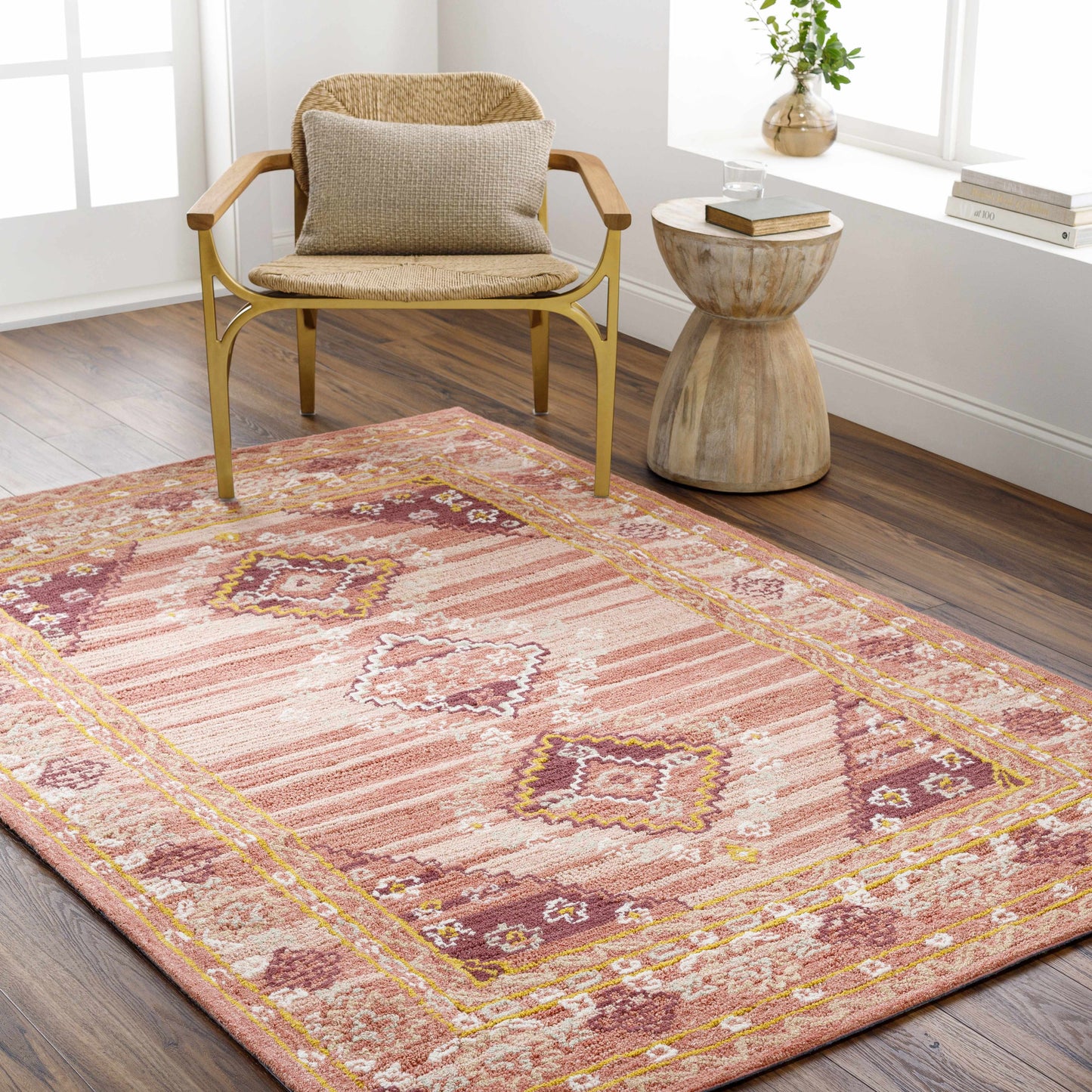 Alena Peach Wool Blend Area Rug - Clearance-1