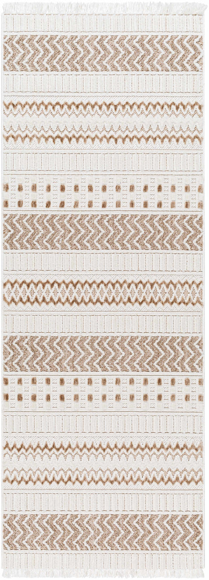 Eiko Beige Textured Saxony Rug with Fringes - Clearance-5