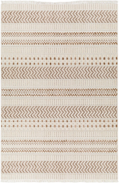 Eiko Beige Textured Saxony Rug with Fringes - Clearance-0