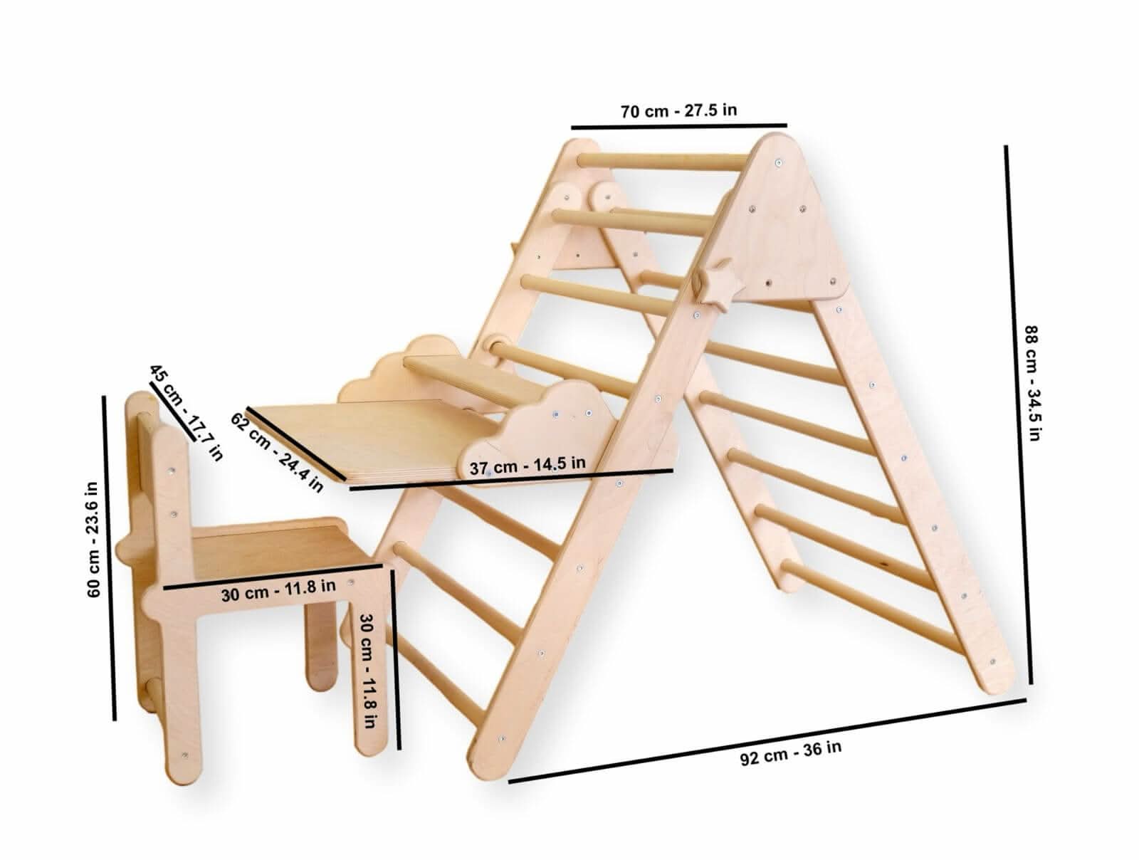 Montessori Climbing Triangle with Table and Chair-4