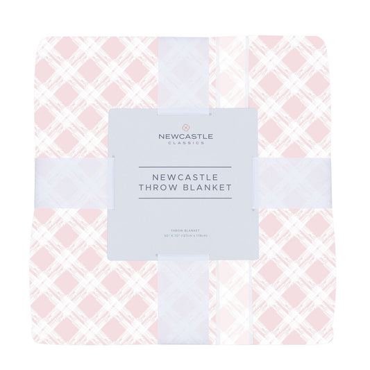 Primrose Pink Plaid Cotton Muslin Throw Blanket-0