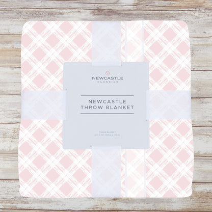 Primrose Pink Plaid Cotton Muslin Throw Blanket-1