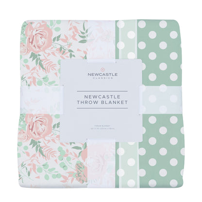 Desert Rose and Jade Polka Dot Cotton Muslin Throw Blanket-0