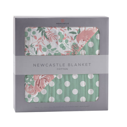Desert Rose & Jade Polka Dot Cotton Muslin Blanket-0