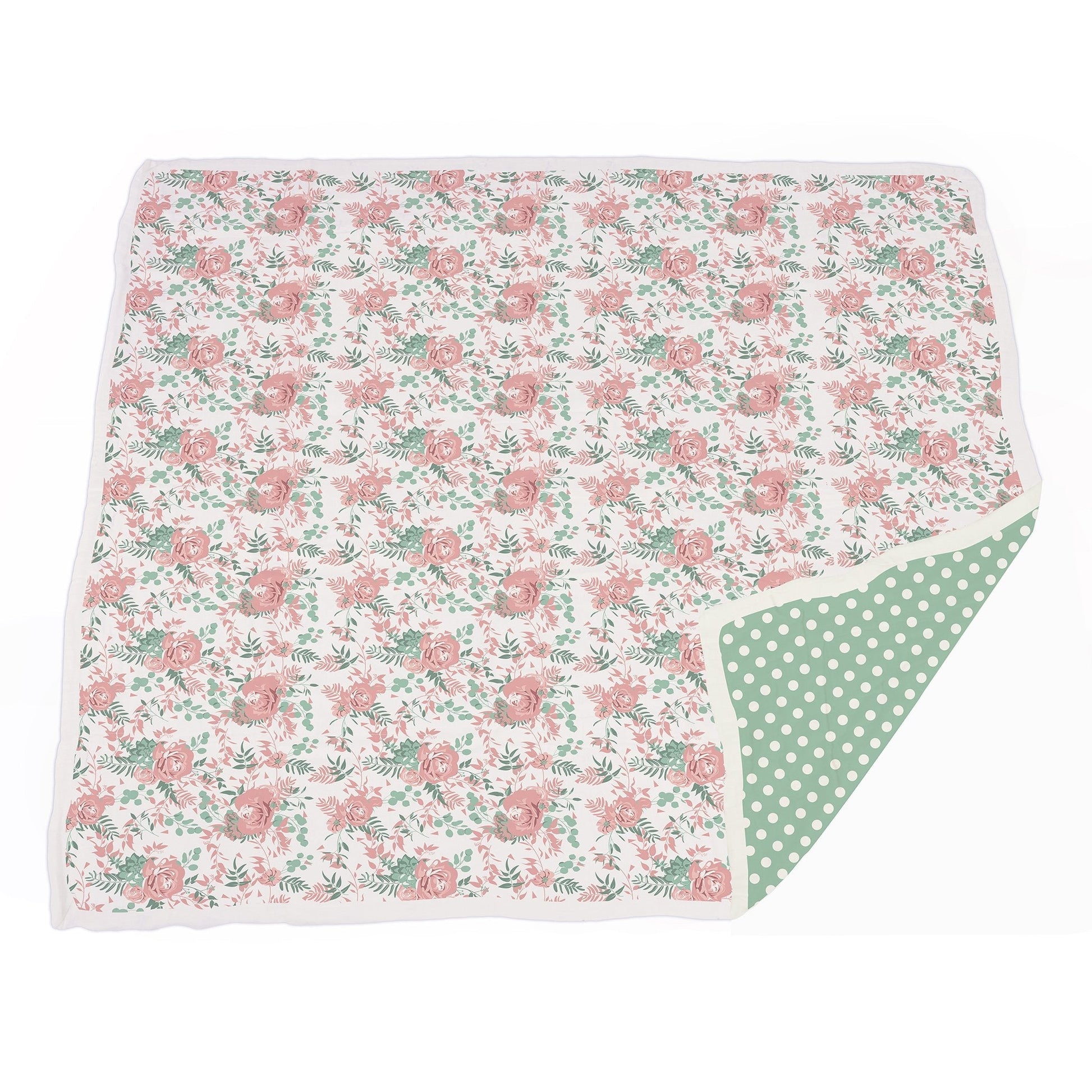 Desert Rose & Jade Polka Dot Cotton Muslin Blanket-2