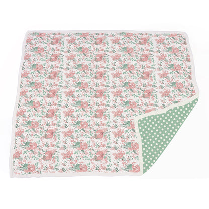 Desert Rose & Jade Polka Dot Cotton Muslin Blanket-2