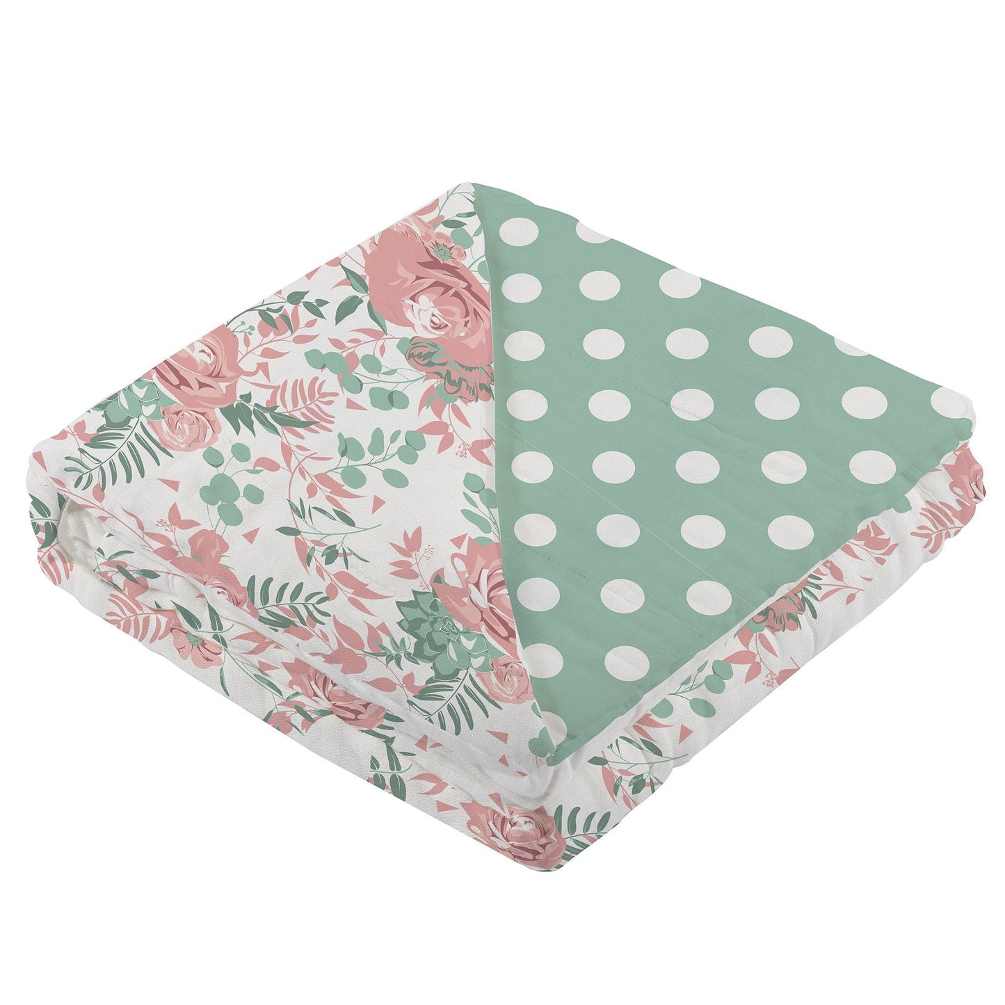 Desert Rose & Jade Polka Dot Cotton Muslin Blanket-1