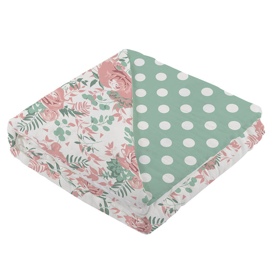 Desert Rose & Jade Polka Dot Cotton Muslin Blanket-1