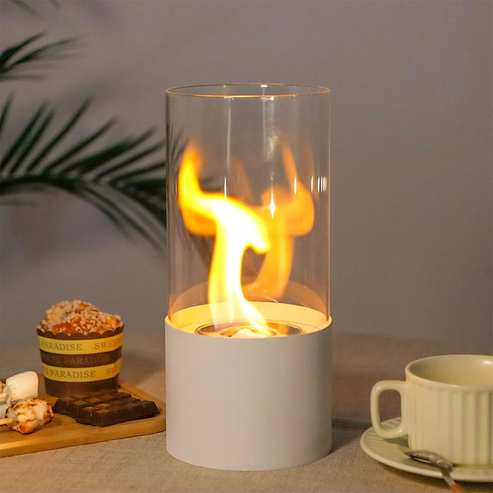 JHY DESIGN Portable Tabletop Firepit Cylindrical With Glass-4
