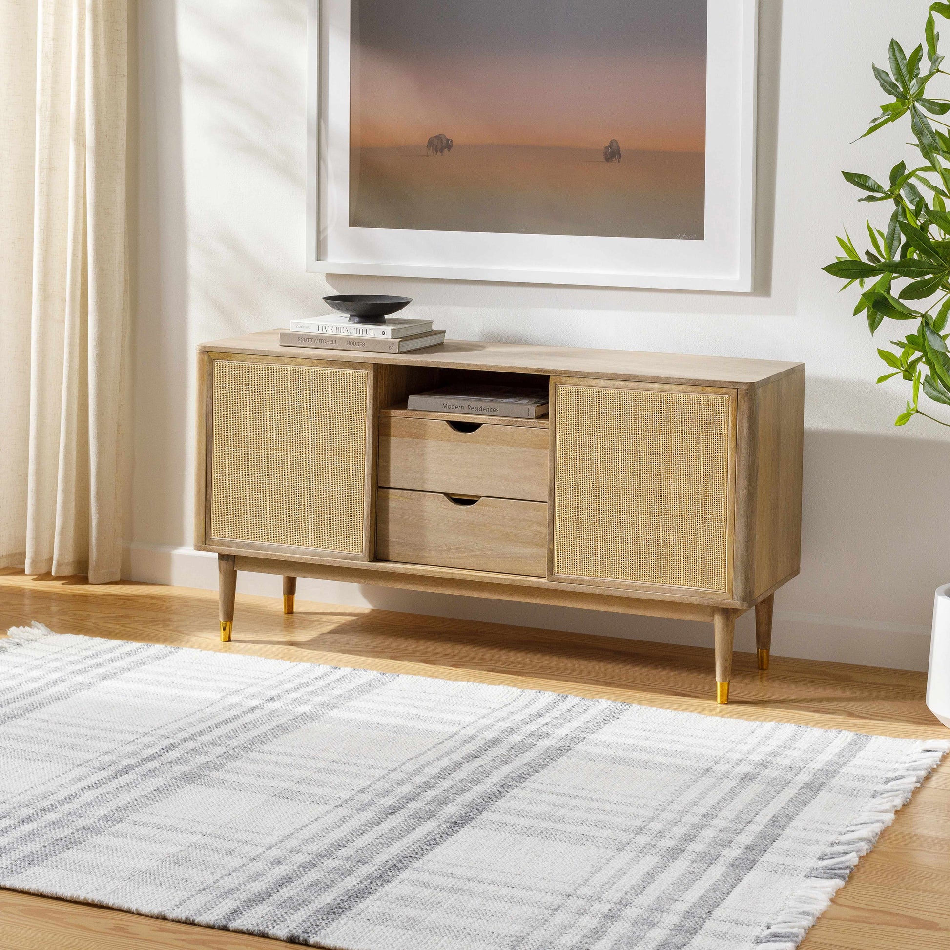 Inara Gray Plaid Area Rug - Clearance-1