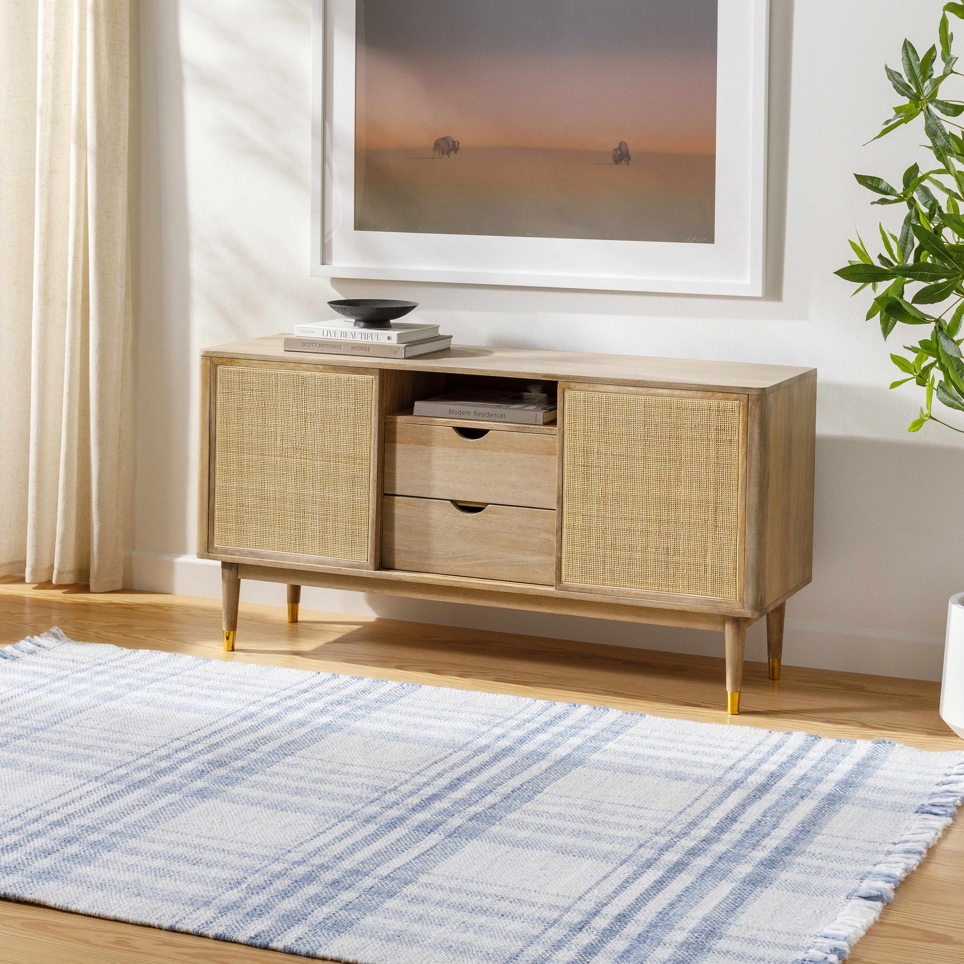 Inara Blue Plaid Area Rug-1