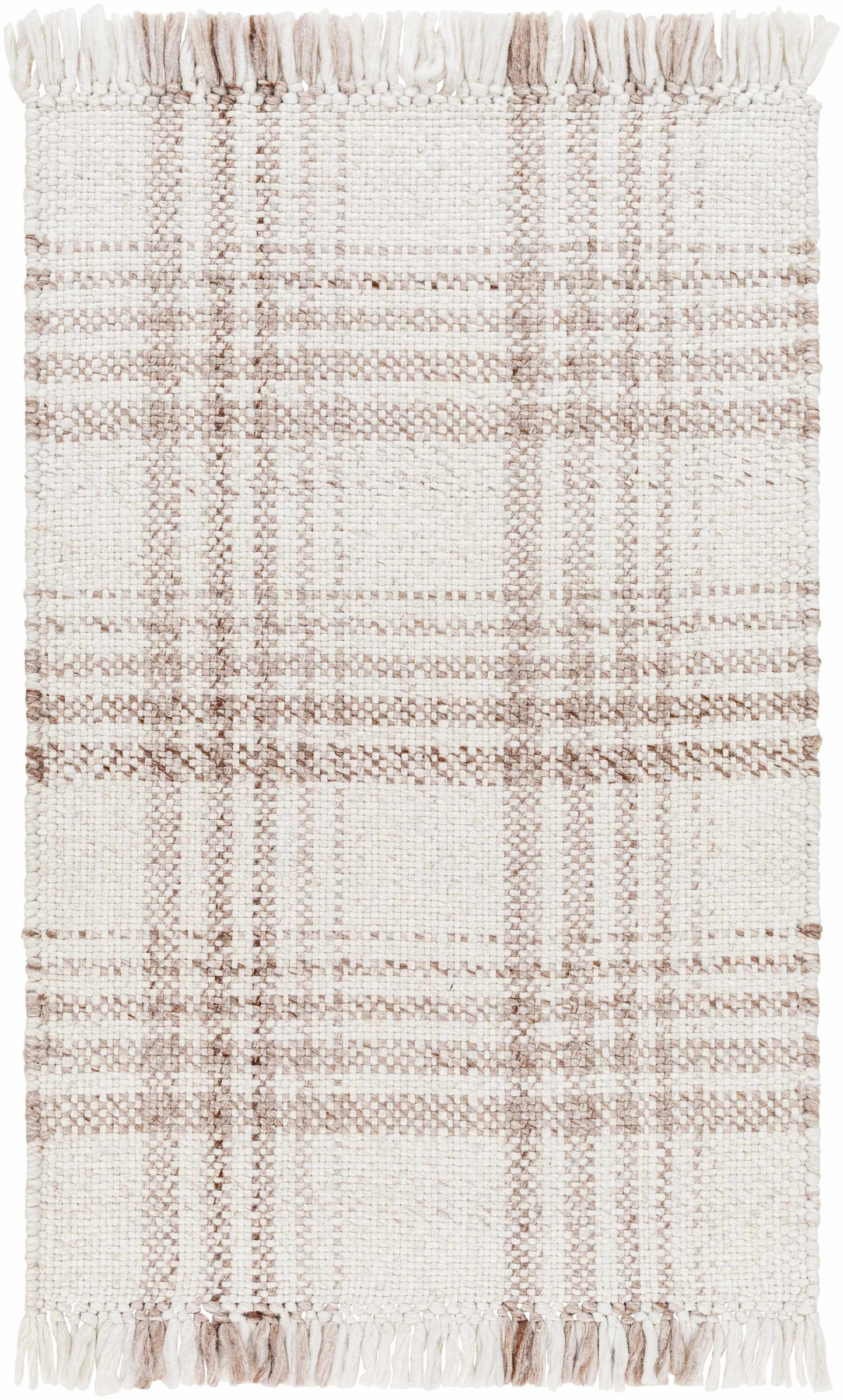 Inara Light Brown Plaid Hand Woven Area Rug-0