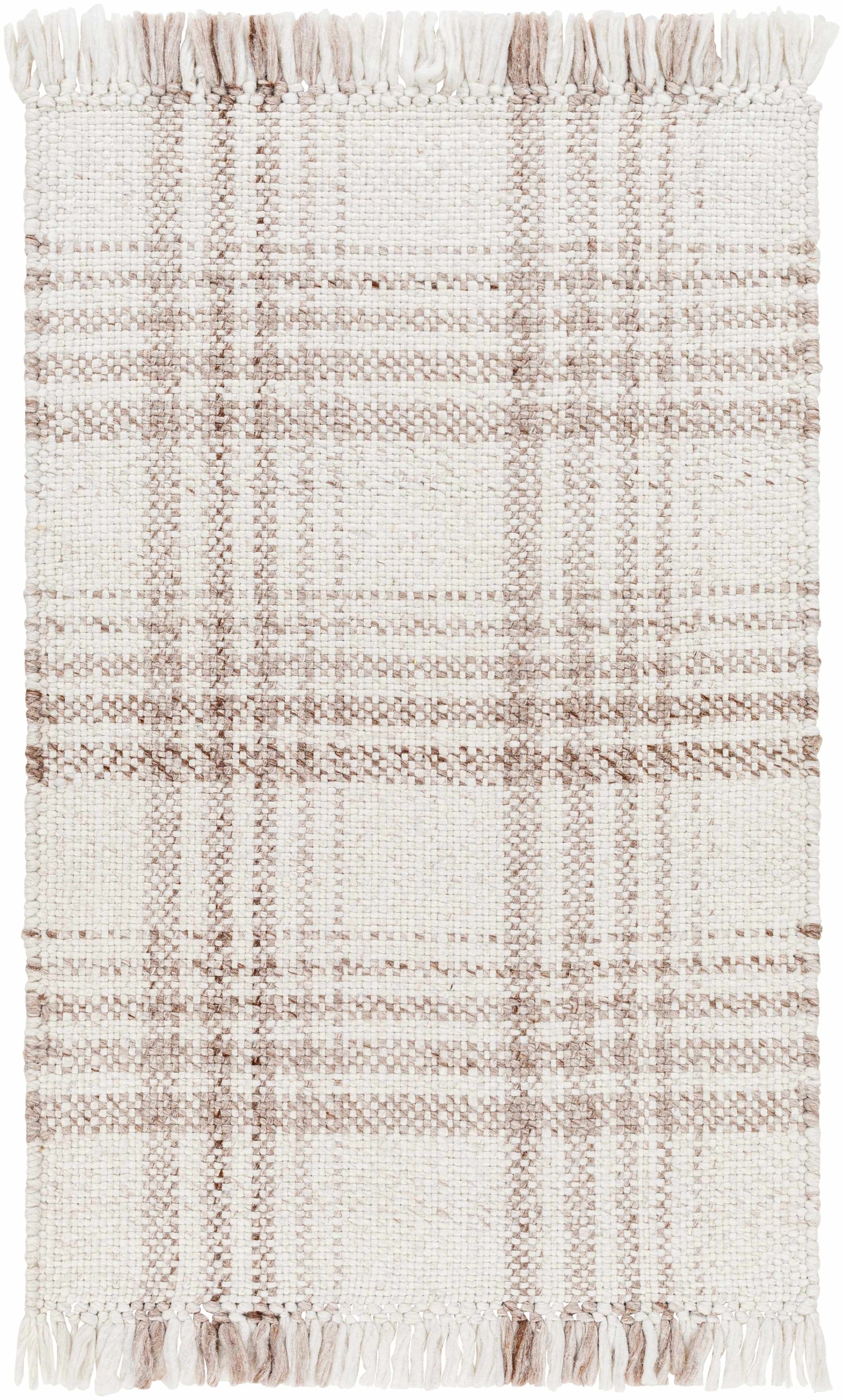 Inara Light Brown Plaid Hand Woven Area Rug-0