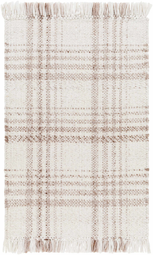 Inara Light Brown Plaid Hand Woven Area Rug-0