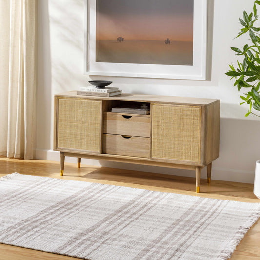 Inara Light Brown Plaid Hand Woven Area Rug-1