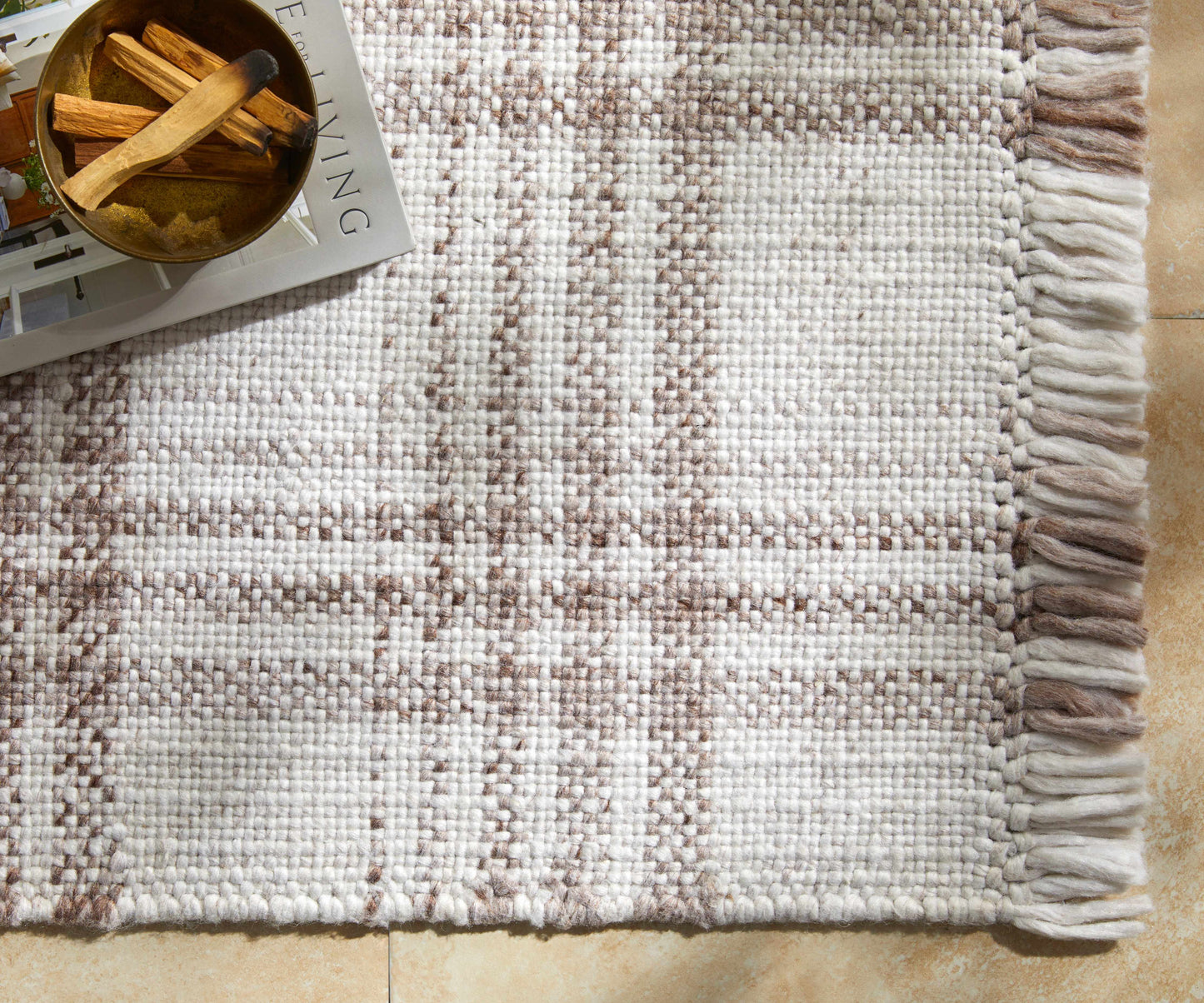 Inara Light Brown Plaid Hand Woven Area Rug-4