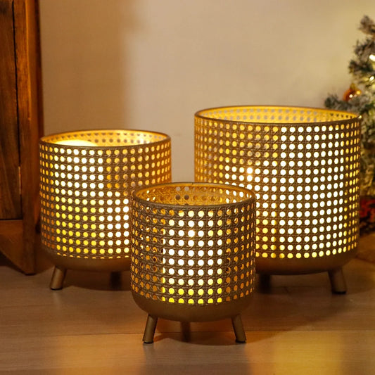 Set of 3 Plant Pots 10/8.5/7''H (Antique Gold)-1