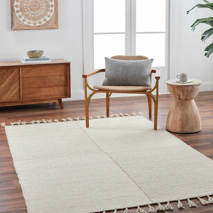 Abhay Cream Wool Area Rug - Clearance-1