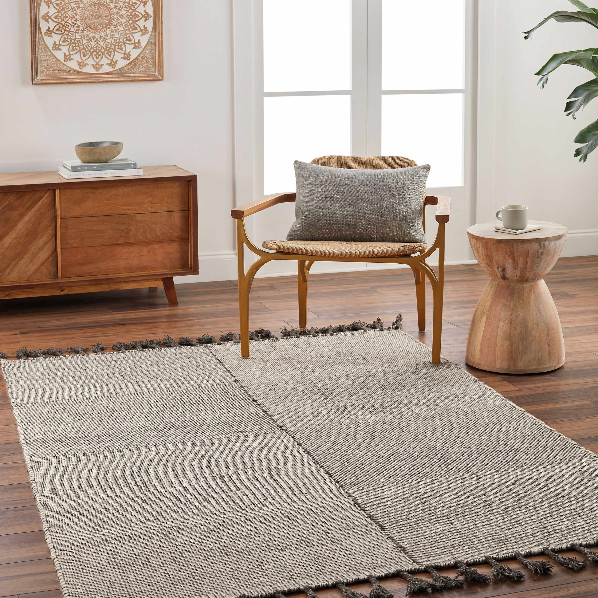 Abhay Gray Wool Area Rug - Clearance-1