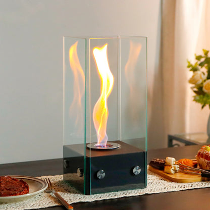 Rectangular Glass Tabletop Firepit 35cm H-2