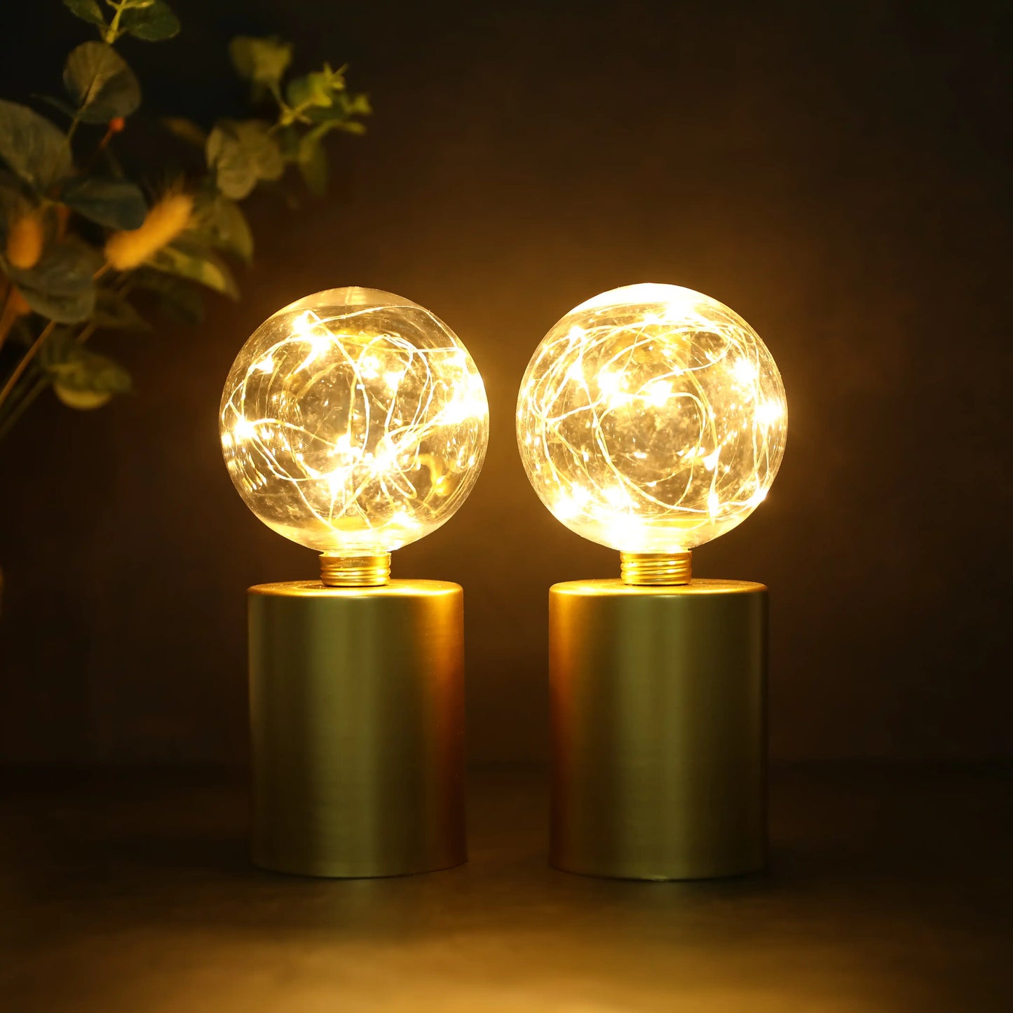 8" Tall Gold Battery Powered Table Lamp（Set of 2 ）-0