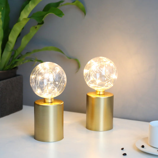 8" Tall Gold Battery Powered Table Lamp（Set of 2 ）-1
