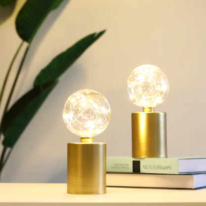 8" Tall Gold Battery Powered Table Lamp（Set of 2 ）-2