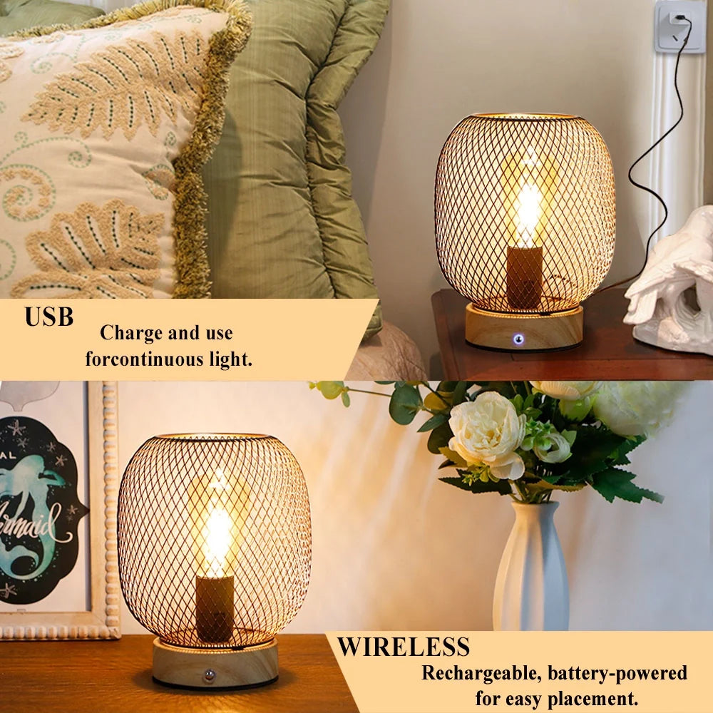7.5''H Touch Adjustable Table Lamp(Wooden Base,Bronze round)-2
