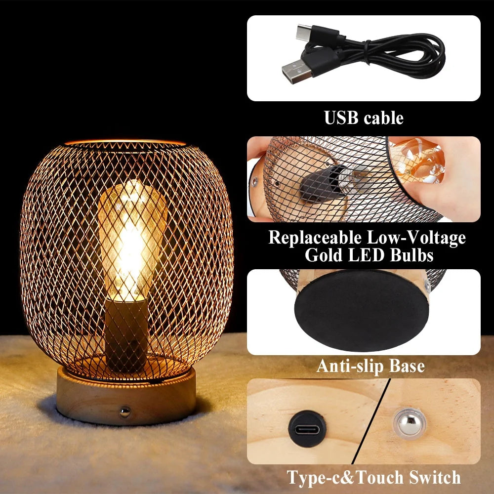 7.5''H Touch Adjustable Table Lamp(Wooden Base,Bronze round)-4