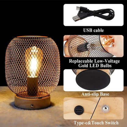 7.5''H Touch Adjustable Table Lamp(Wooden Base,Bronze round)-4