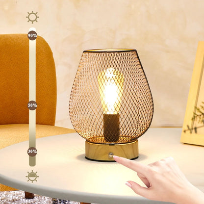 8"H Touch Adjustable Table Lamp(Wooden Base,Bronze Egg)-2