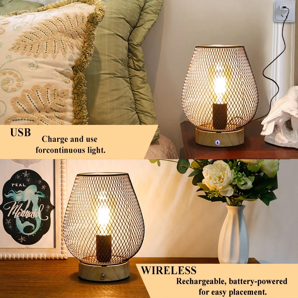 8"H Touch Adjustable Table Lamp(Wooden Base,Bronze Egg)-3