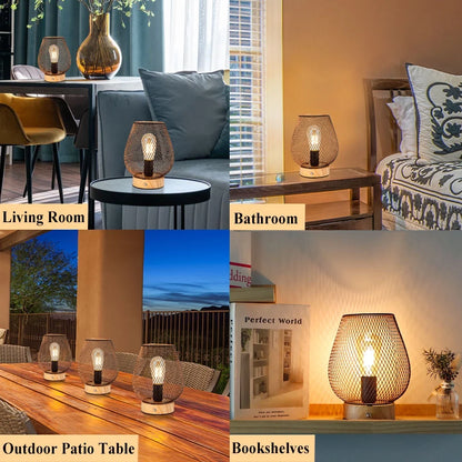 8"H Touch Adjustable Table Lamp(Wooden Base,Bronze Egg)-4