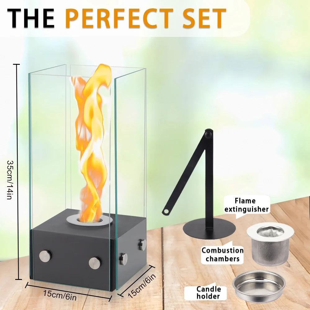 Rectangular Glass Tabletop Firepit 35cm H-4