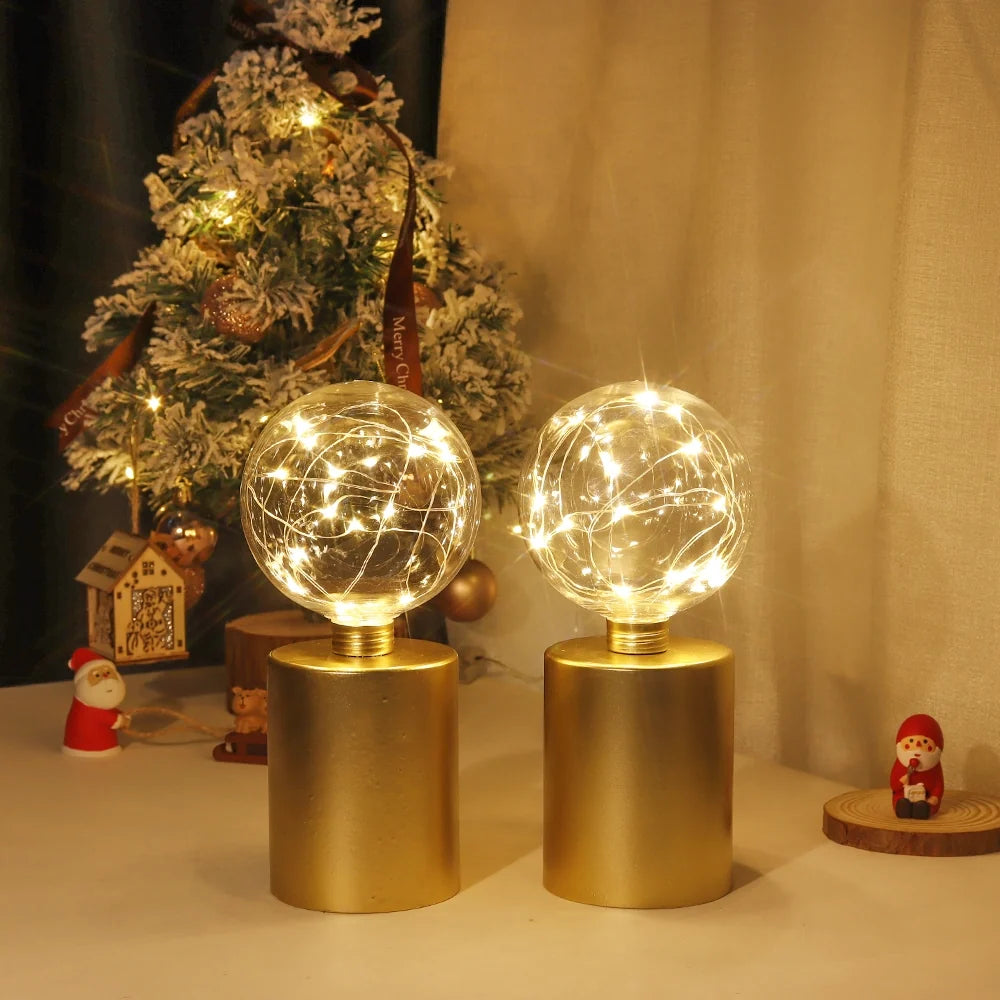 8" Tall Gold Battery Powered Table Lamp（Set of 2 ）-3