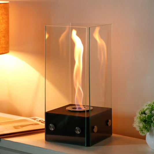 Rectangular Glass Tabletop Firepit 35cm H-1